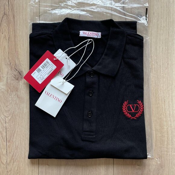 XL VALENTINO MEN"S CASUAL BLACK POLO T-SHIRT - Picture 1 of 6